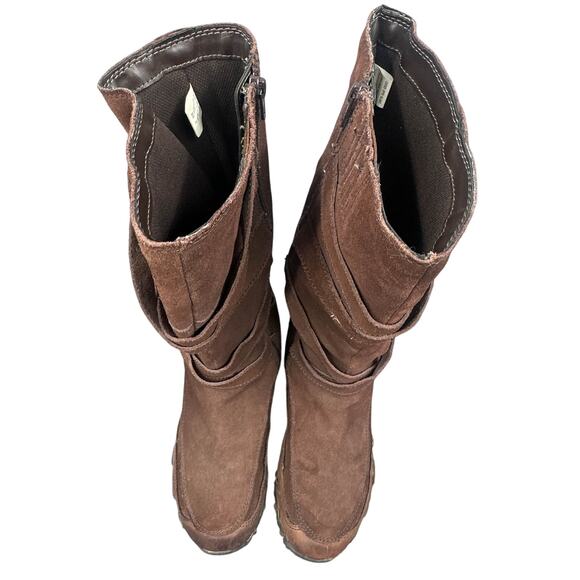 Skechers Suede Leather Boots 8 Brown Strappy Flats Boho Winter College Academia - Picture 9 of 16